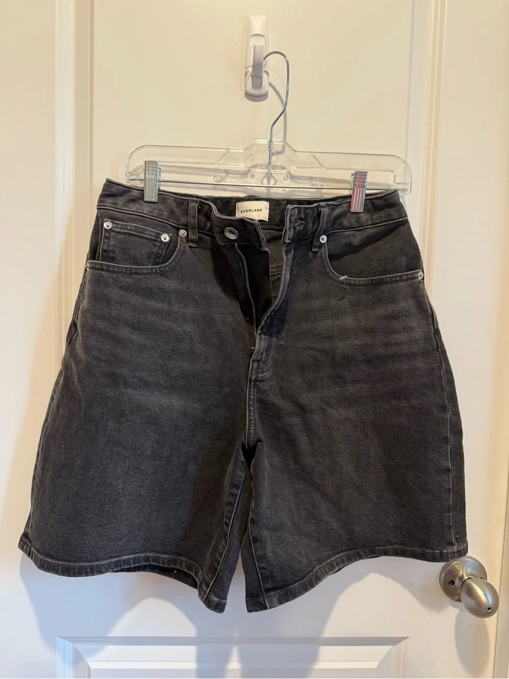 Everlane The Long A-Line Denim Short in Black Women’s Size 28